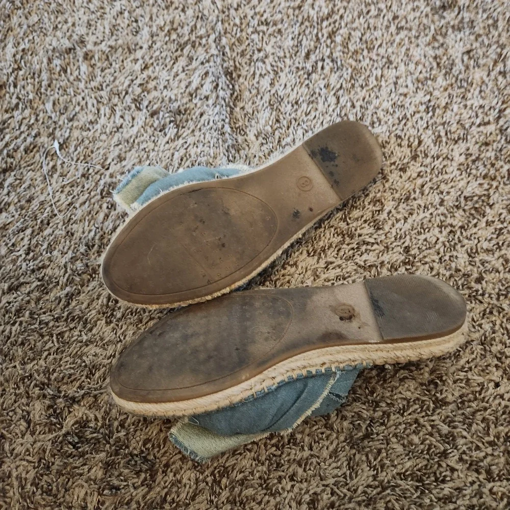 DV by Dolce Vita Denim Bow Espadrille Mules Light Wash Blue Slides Womens 8